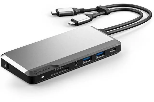 Alt view image 10 of 15 - alogic usb-c 10-in-1 super dock, dual display- 4k@60hz, 2 hdmi, usb c (100w pd & data 5g), 3.5mm jack, ethernet port, micro/sd card, 100w pd for macbook pro/air, xps and more