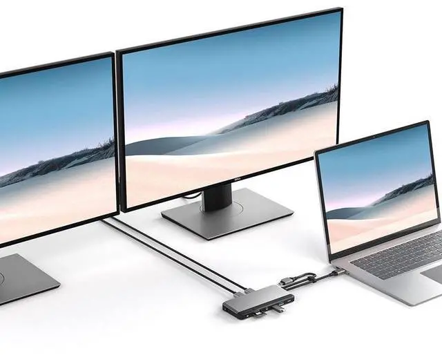Alt view image 13 of 15 - alogic usb-c 10-in-1 super dock, dual display- 4k@60hz, 2 hdmi, usb c (100w pd & data 5g), 3.5mm jack, ethernet port, micro/sd card, 100w pd for macbook pro/air, xps and more