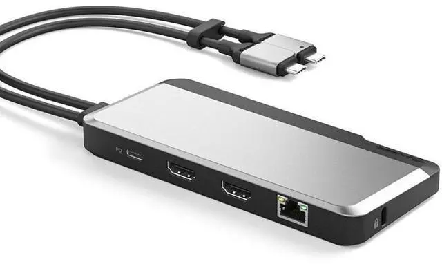 Alt view image 15 of 15 - alogic usb-c 10-in-1 super dock, dual display- 4k@60hz, 2 hdmi, usb c (100w pd & data 5g), 3.5mm jack, ethernet port, micro/sd card, 100w pd for macbook pro/air, xps and more