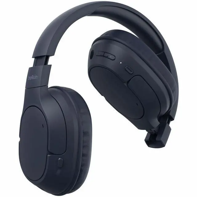 Alt view image 3 of 14 - Belkin SoundForm Surround Wireless Over-Ear Headphones AUD009fqBL - Blue