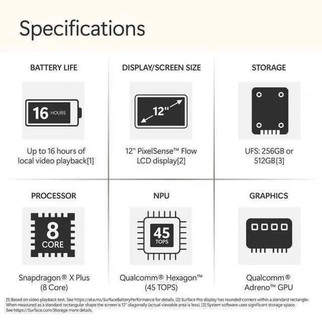 Alt view image 3 of 7 - Microsoft 12" Surface Pro Copilot+ PC, Snapdragon X Plus 8-Core, 16GB RAM, 512GB UFS, Device Only, Platinum, Latest Model