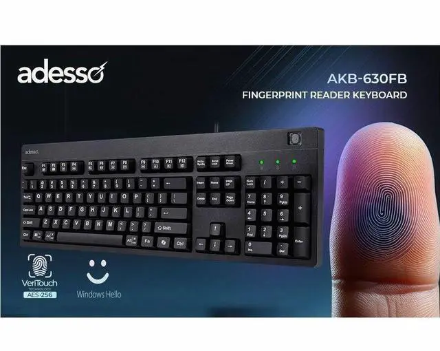 Alt view image 2 of 15 - Adesso EasyTouch AKB-630FB Keyboard - Cable Connectivity - USB Interface - 104 Key(s) - Home, Email, Previous Page, Internet Page Forward, Search, Volume Down, Volume Up, Play/Pause, Stop, Previous Tr
