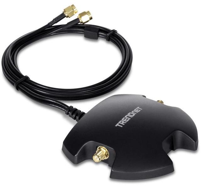 Alt view image 7 of 11 - TRENDnet TEW-LB101, Magnetic Dual Antenna Mounting Base Stand RP-SMA Female with RP-SMA Male Extension Cable 1m (3.3 ft.), Black