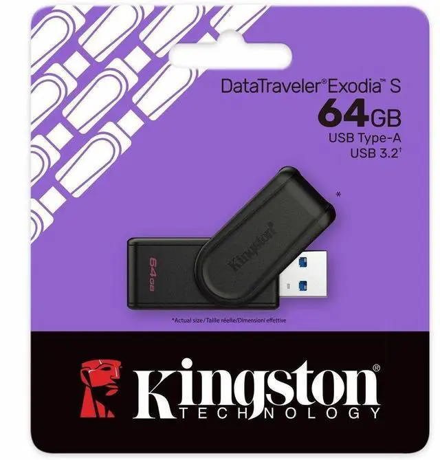 Alt view image 2 of 3 - Kingston DataTraveler Exodia S USB Flash Drive - 64 GB - USB 3.2 (Gen 1) - Black - 5 Year Warranty