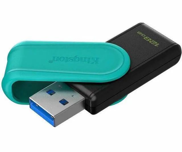 Main image of Kingston DataTraveler Exodia S USB Flash Drive - 128 GB - USB 3.2 (Gen 1) - Black, Turquoise - 5 Year Warranty
