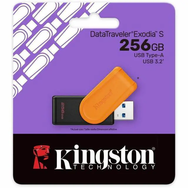 Alt view image 3 of 10 - Kingston DataTraveler Exodia S USB Flash Drive - 256 GB - USB 3.2 (Gen 1) - Black, Orange - 5 Year Warranty