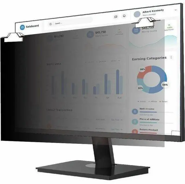 Main image of V7 ScreenSentry PS23W9AM Privacy Screen Filter - For 23" Widescreen LCD Monitor, Notebook - 16:9 - Fingerprint Resistant, Scratch Resistant, Dust Resistant, Smudge Resistant - Anti-glare - TAA Co
