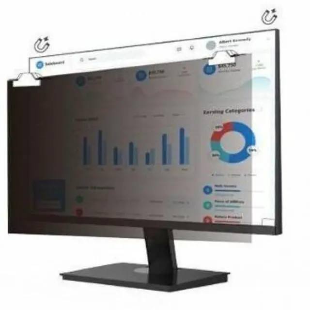 Alt view image 7 of 8 - V7 ScreenSentry PS27W9AM Privacy Screen Filter - For 27" Widescreen LCD Monitor, Notebook - 16:9 - Fingerprint Resistant, Dust Resistant, Scratch Resistant, Smudge Resistant - Anti-glare - TAA Co