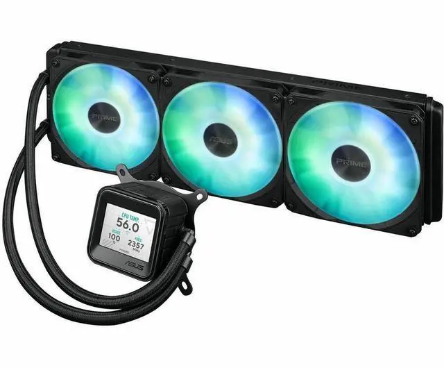Alt view image 4 of 15 - Asus PRIME LC 360 ARGB LCD Cooling Fan/Radiator/Water Block/Pump - 3 x Fan(s) - 77.22 CFM Maximum Airflow - 2500 rpm - Compatible Intel Socket: Socket LGA-1851, LGA-1700, LGA-1200, LGA-115X - Compatib