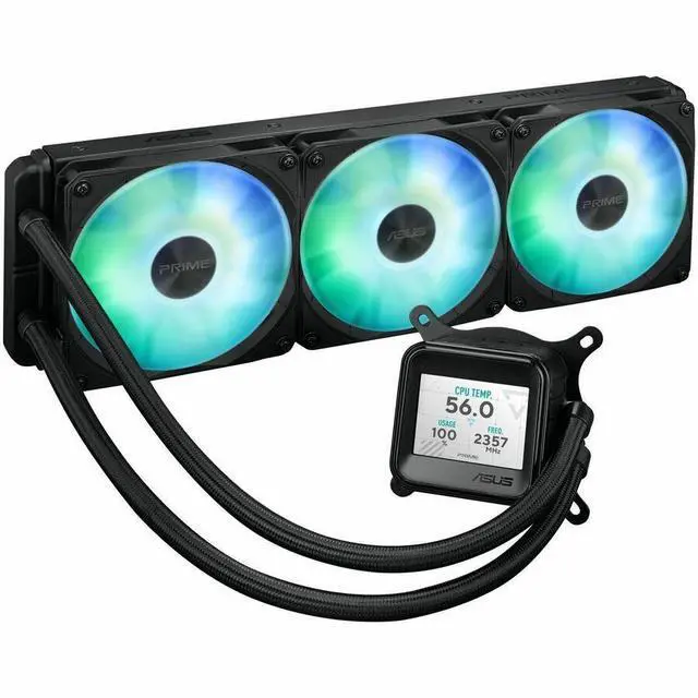 Alt view image 5 of 15 - Asus PRIME LC 360 ARGB LCD Cooling Fan/Radiator/Water Block/Pump - 3 x Fan(s) - 77.22 CFM Maximum Airflow - 2500 rpm - Compatible Intel Socket: Socket LGA-1851, LGA-1700, LGA-1200, LGA-115X - Compatib