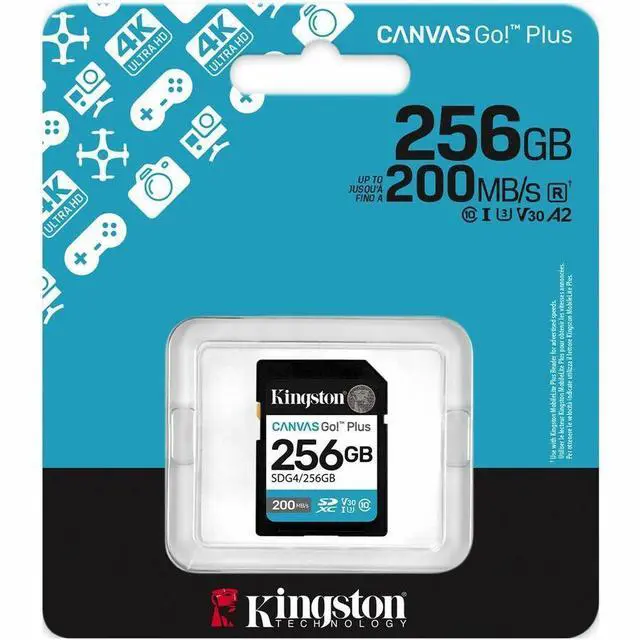Alt view image 3 of 9 - Kingston Canvas Go! Plus 256 GB Class 10/UHS-I (U3) V30 SDXC - 200 MB/s Read - 160 MB/s Write - Lifetime Warranty