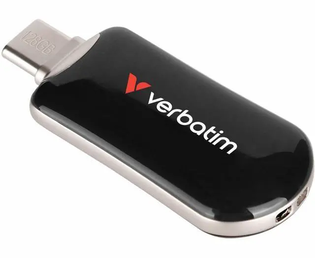 Alt view image 6 of 12 - Verbatim 128GB Plectra USB-C Flash Drive - Black - 128 GB - USB 3.2 (Gen 1) Type C - Black