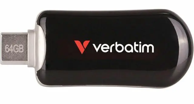 Alt view image 6 of 12 - Verbatim 64GB Plectra USB-C Flash Drive - Black - 64 GB - USB 3.2 (Gen 1) Type C - Black