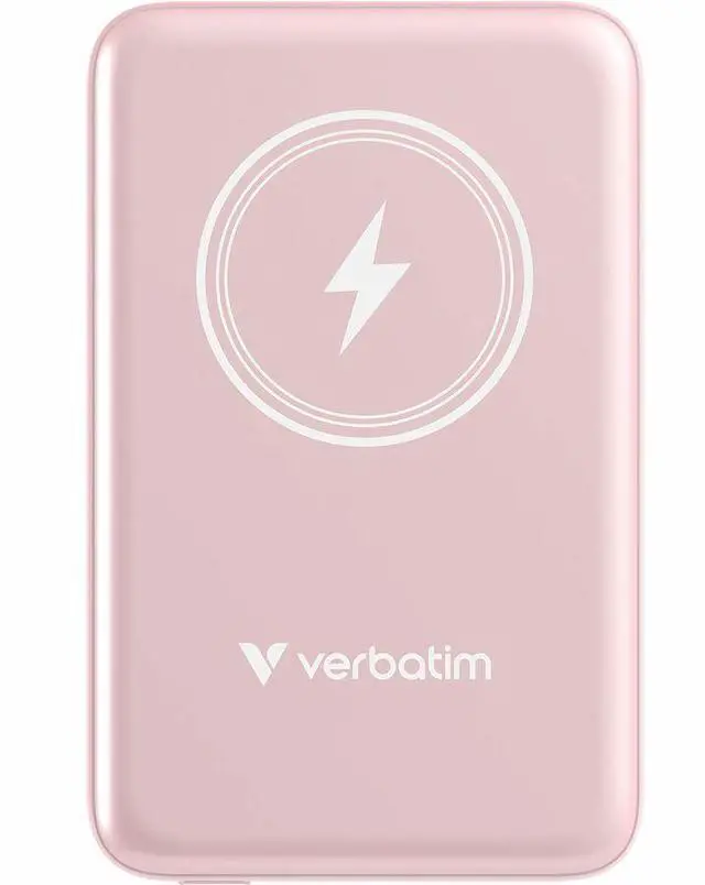 Alt view image 3 of 8 - Verbatim Charge 'n' Go Magnetic Wireless Power Bank 10000 mAh - Pink - 10000 mAh - 20 W - USB Type-C Connector - 1 x USB - Pink