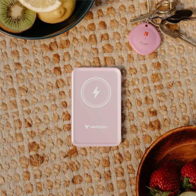 Alt view image 5 of 8 - Verbatim Charge 'n' Go Magnetic Wireless Power Bank 10000 mAh - Pink - 10000 mAh - 20 W - USB Type-C Connector - 1 x USB - Pink