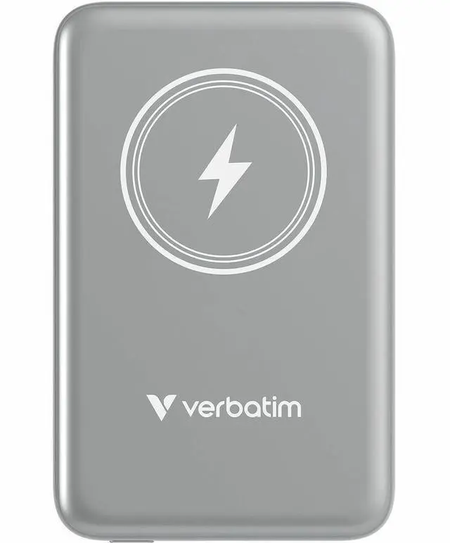 Alt view image 6 of 8 - Verbatim Charge 'n' Go Magnetic Wireless Power Bank 10000 mAh - Grey - For Smartphone, Mobile Device, Qi-enabled Device - Lithium Polymer (Li-Polymer) - 10000 mAh - 15 W - 2.40 A, 2.22 A, 1.