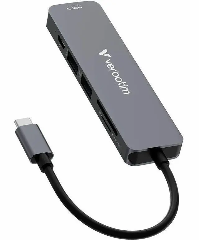 Alt view image 7 of 11 - Verbatim USB-C Essentials Multiport Hub- 6 Ports - for Camera - Charging Capability - Memory Card Reader - SD, microSD - USB Type C - 4K @30Hz - 3840 x 2160 - 3 x USB Ports - 2 x USB Type-A Ports - US