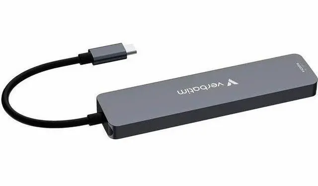 Main image of Verbatim USB-C Essentials Multiport Hub - 7 Ports - for Camera - Charging Capability - Memory Card Reader - SD, microSD - USB Type C - 4K @30Hz - 3840 x 2160 - 4 x USB Ports - 2 x USB Type-A Ports - U