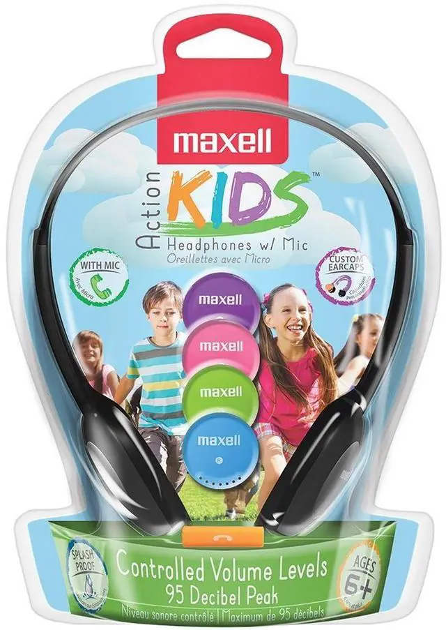 Alt view image 6 of 7 - Maxell Action Kids On-Ear Headphones with Microphone Multicolor (MXL195004)