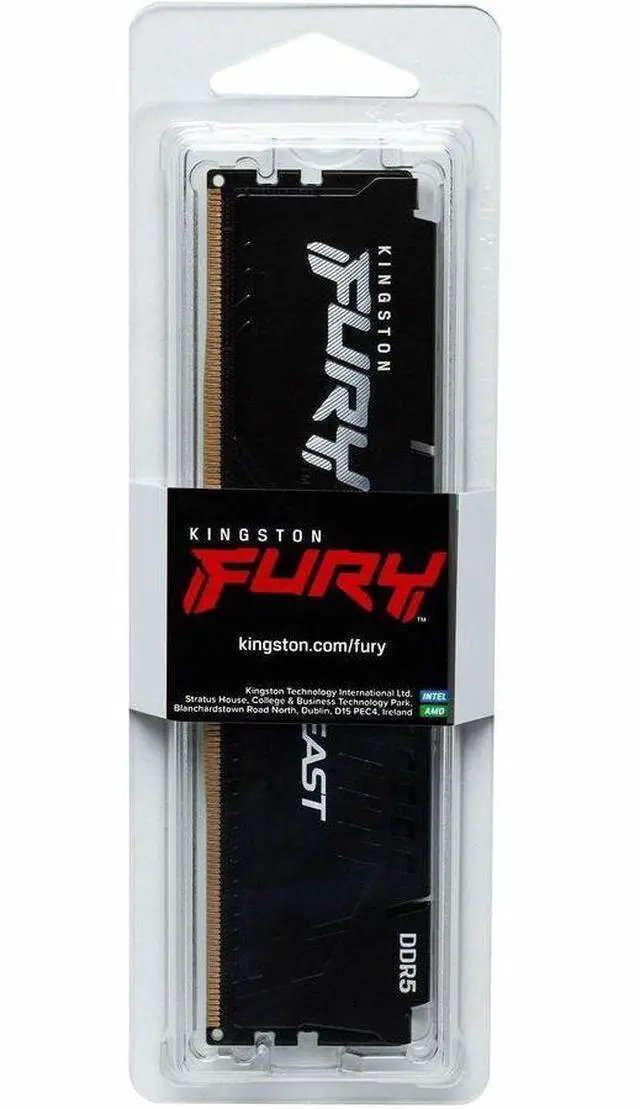 Alt view image 3 of 12 - Kingston FURY Beast RAM Module - For Motherboard - 32 GB (1 x 32GB) - DDR5-5200/PC5-41600 DDR5 SDRAM - 5200 MHz Single-rank Memory - CL40 - 1.25 V - Non-ECC - Unbuffered - 288-pin - DIMM - Lifetime Wa