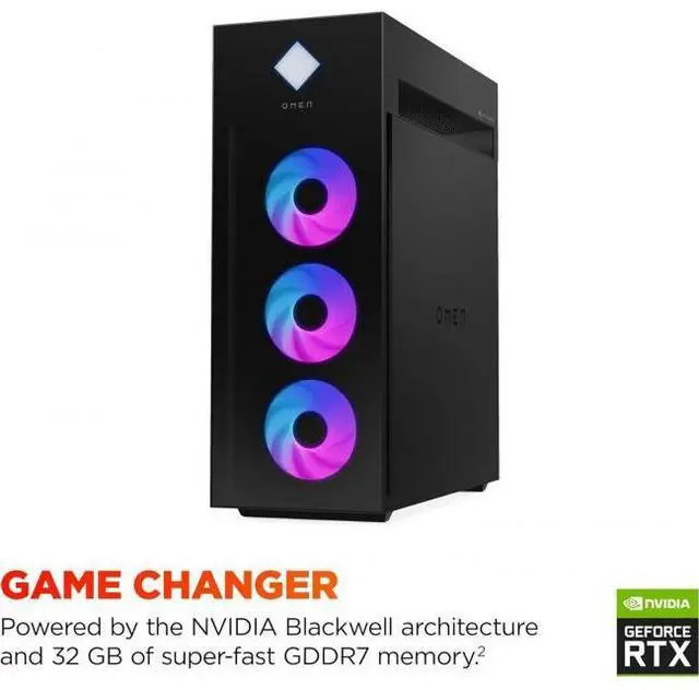 Alt view image 11 of 15 - HP OMEN 45L GT22-3090 Gaming PC, Intel Core Ultra 9 285K 3.2GHz Processor; NVIDIA GeForce RTX 5090 32GB GDDR7; Kingston FURY 64GB DDR5-5600 XMP RGB Heatsink RAM; 2TB NVMe SSD