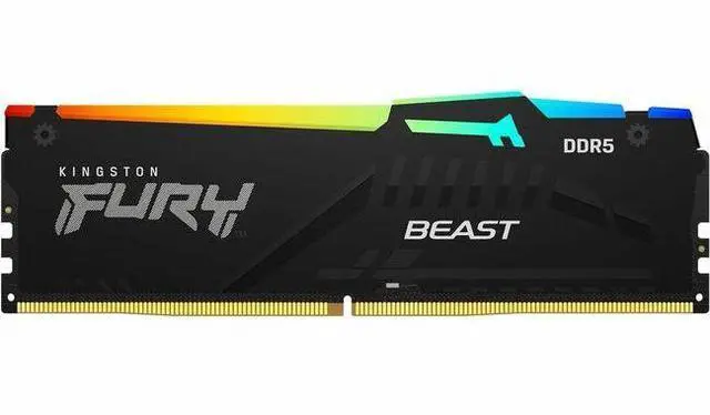 Main image of Kingston FURY Beast RAM Module - For Motherboard - 32 GB (1 x 32GB) - RGB - DDR5-5200/PC5-41600 DDR5 SDRAM - 5200 MHz Single-rank Memory - CL40 - 1.25 V - Non-ECC - Unbuffered - 288-pin - DIMM - Lifet