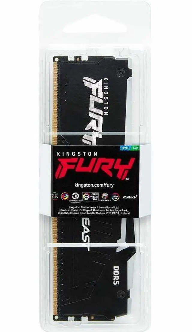 Alt view image 3 of 13 - Kingston FURY Beast RAM Module - For Motherboard - 32 GB (1 x 32GB) - RGB - DDR5-5200/PC5-41600 DDR5 SDRAM - 5200 MHz Single-rank Memory - CL40 - 1.25 V - Non-ECC - Unbuffered - 288-pin - DIMM - Lifet