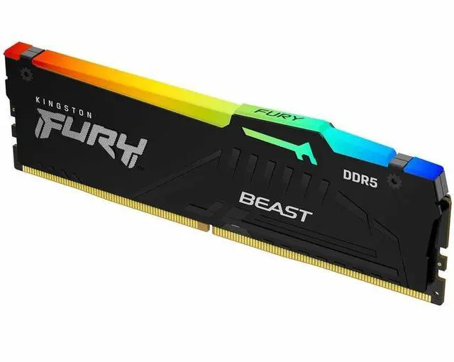 Alt view image 5 of 13 - Kingston FURY Beast RAM Module - For Motherboard - 32 GB (1 x 32GB) - RGB - DDR5-5200/PC5-41600 DDR5 SDRAM - 5200 MHz Single-rank Memory - CL40 - 1.25 V - Non-ECC - Unbuffered - 288-pin - DIMM - Lifet