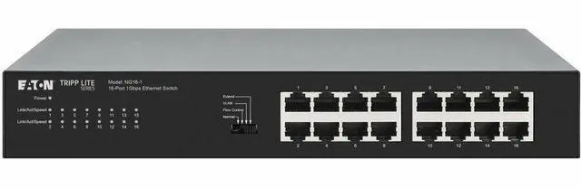 Alt view image 6 of 6 - Eaton Tripp Lite Series 16-Port 10/100/1000 Mbps Desktop Gigabit Ethernet Unmanaged Switch, Metal Enclosure - 16 Ports - 2 Layer Supported - 1U - Rack-mountable, Desktop, Wall Mountable - 3 Year Limit
