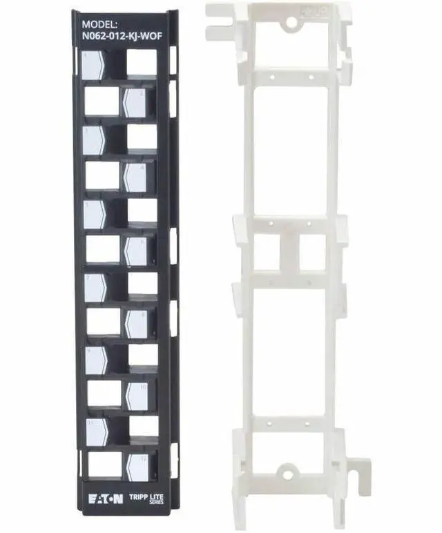 Alt view image 2 of 10 - Eaton Tripp Lite Series 12-Port Wall-Mount Patch Panel for UTP Keystone Jacks, Offset Ports, TAA - 12 Port(s) - 12 x RJ-45 - Category 5, Category 5e, Category 6, Category 6a - Twisted Pair - Black - W
