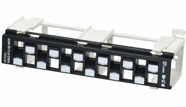 Alt view image 4 of 10 - Eaton Tripp Lite Series 12-Port Wall-Mount Patch Panel for UTP Keystone Jacks, Offset Ports, TAA - 12 Port(s) - 12 x RJ-45 - Category 5, Category 5e, Category 6, Category 6a - Twisted Pair - Black - W