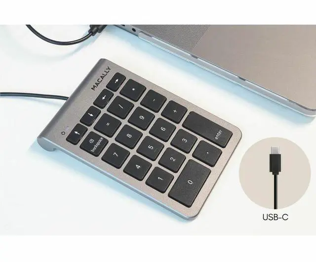 Alt view image 7 of 8 - Macally Wired USB C Numeric Keypad for Mac - Work Better - Type C Number Pad for MacBook Pro/Air, iMac, and PC - USB C Wired Number Pad with 5ft Cable and Arrow Keys - 10 Key USB Keypad for Laptop