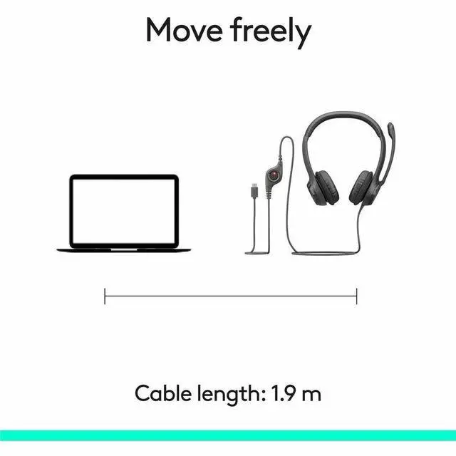 Alt view image 2 of 7 - Logitech H390 USB Type C Noise Cancelling Computer Headset - Black