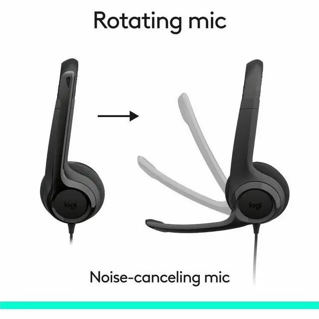 Alt view image 7 of 7 - Logitech H390 USB Type C Noise Cancelling Computer Headset - Black