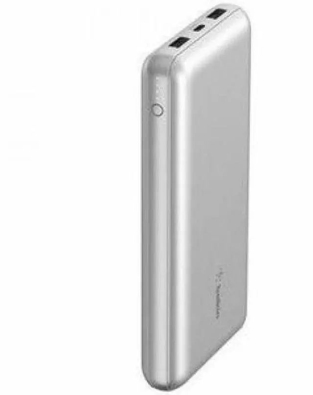 Main image of Belkin 15W 3-port USB Power Bank - 20K mAh - 2xUSB-A (12W), 1xUSB-C (15W) - Portable Charger - w/ USB-A to USB-C Cable - Silver - For iPhone - 20000 mAh - 3 x USB - Silver