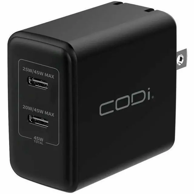 Alt view image 4 of 6 - CODi 45W Wall Charger Duel USB-C Charging Ports - Overcurrent, overload, overvoltage protection, and short circuit protection with auto-recovery