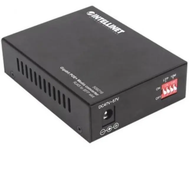 Alt view image 9 of 11 - Intellinet Gigabit PoE+ Media Converter, 1 x 10/100/1000Base-T RJ45 Port to 1 x SFP Port, PoE+ Injector
