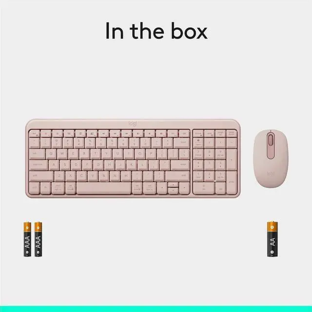 Alt view image 4 of 14 - Logitech MK250 Bluetooth Wireless Mouse and Keyboard Combo: Fast & Easy Connectivity, Compact Wireless Keyboard, Ambidextrous Mouse (Graphite) - Wireless Bluetooth Keyboard - Rose - Wireless Bluet