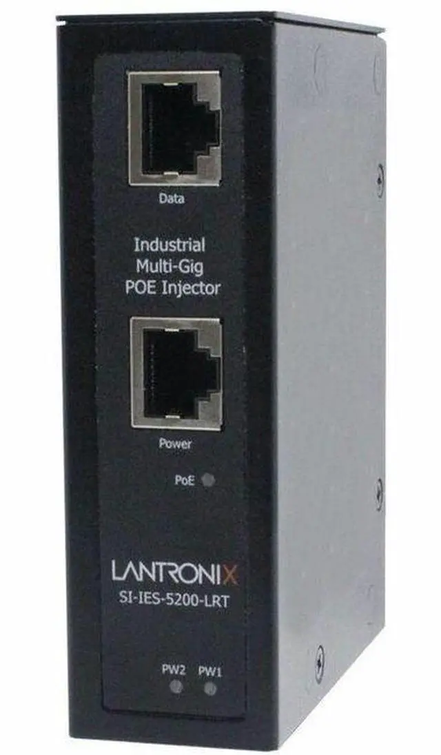 Main image of Lantronix Transceiver/Media Converter - Network (RJ-45) - 1x PoE (RJ-45) Ports - 1x PoE+ (RJ-45) Ports - Ethernet - DIN Rail Mountable, Wall Mountable - TAA Compliant