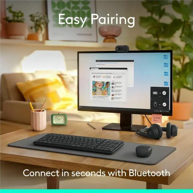 Alt view image 3 of 14 - Logitech MK250 Bluetooth Wireless Mouse and Keyboard Combo: Fast & Easy Connectivity, Compact Wireless Keyboard, Ambidextrous Mouse (Graphite) - Wireless Bluetooth Keyboard - Graphite - Wireless B