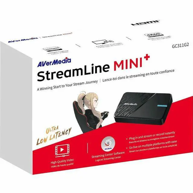 Alt view image 7 of 7 - AVerMedia StreamLine MINI+ Video Capturing Device - Functions: Video Capturing, Video Streaming - 2160p, 1440p, 1080p, 1080i, 720p, 576p, 480p, 480i - 3840 x 2160 - 4K - NV12, YUY2, MJPEG - USB - PC -