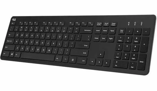 Main image of Adesso 2.4Ghz Wireless Scissor Switch Desktop Keyboard - Wireless Connectivity - RF - 30 ft - 2.40 GHz - USB Type A Interface - 104 Key(s) - 7 Hot Key(s) - Multimedia, Internet, Play/Pause, Stop, Next