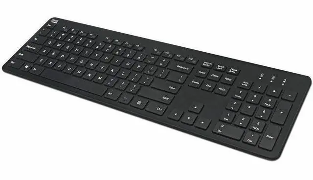 Alt view image 7 of 8 - Adesso 2.4Ghz Wireless Scissor Switch Desktop Keyboard - Wireless Connectivity - RF - 30 ft - 2.40 GHz - USB Type A Interface - 104 Key(s) - 7 Hot Key(s) - Multimedia, Internet, Play/Pause, Stop, Next