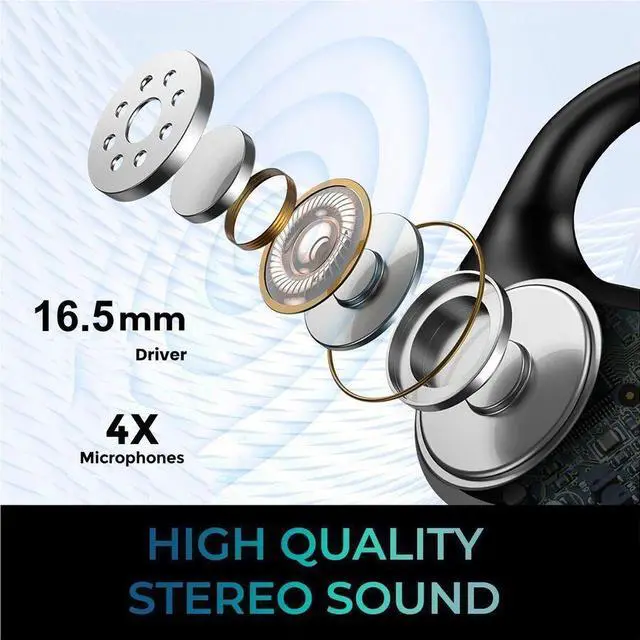 Alt view image 7 of 14 - Adesso XTREAM T6 Open-Ear Bluetooth Earbuds with Charging Case XTREAMT6