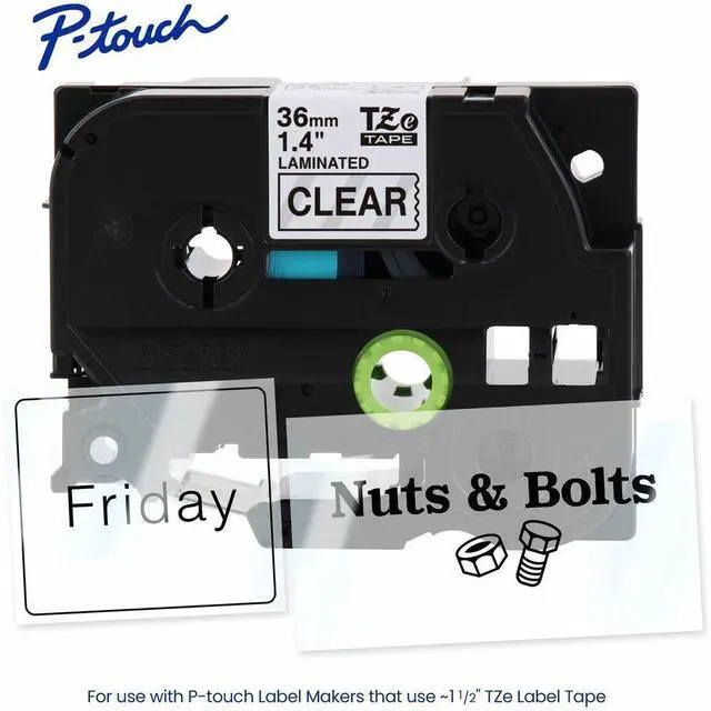 Alt view image 3 of 10 - Brother P-touch TZe Laminated Label Tape - - DiameterTape - Clear - Laminated - Temperature Resistant, Easy to Read, Peeling Resistant, Fade Resistant, Long Lasting, Customizable - 26.20 ft Roll Lengt
