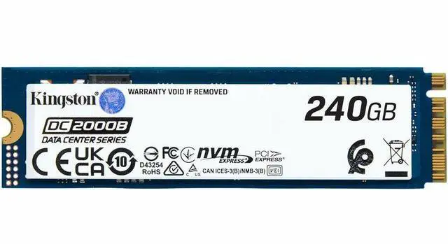 Alt view image 8 of 11 - Kingston DC2000B 240 GB Solid State Boot Drive M.2 2280 Internal PCI Express NVMe PCI Express NVMe 4.0 x4 Server Data Center Device Supported 0.4 DWPD 175 TB TBW 5 Year Warranty SEDC2000BYM8240G