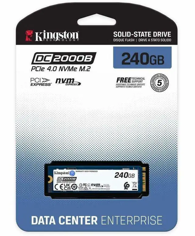 Alt view image 10 of 11 - Kingston DC2000B 240 GB Solid State Boot Drive M.2 2280 Internal PCI Express NVMe PCI Express NVMe 4.0 x4 Server Data Center Device Supported 0.4 DWPD 175 TB TBW 5 Year Warranty SEDC2000BYM8240G