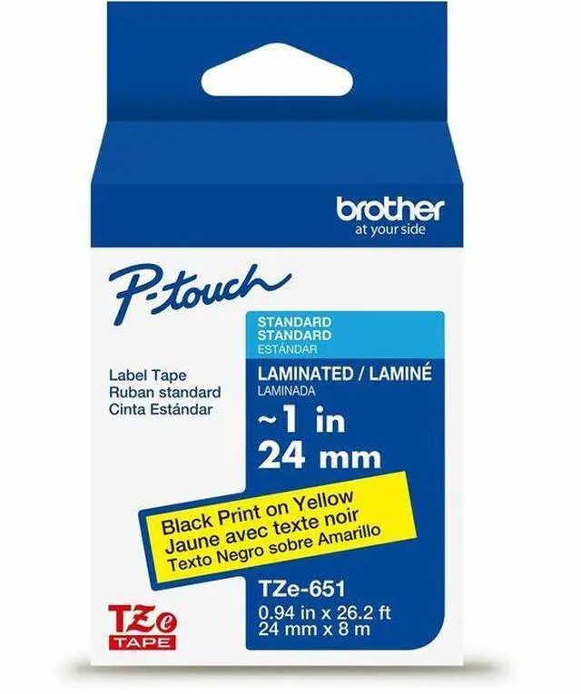 Main image of Brother P-touch Extra-Strength TZe Tape Cartridge - - DiameterTape - Yellow - Water Resistant - Laminated - Customizable, Long Lasting, Strong, Durable, Abrasion Resistant, Chemical Resistant, Fade Re