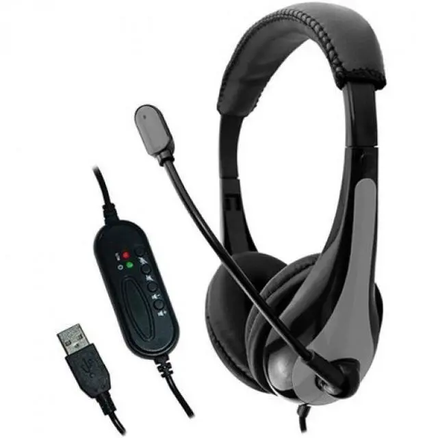 Alt view image 2 of 2 - AVID Education AE-39 USB Headset with Microphone and Inline Controls Gray 2AE39GRYUSB32