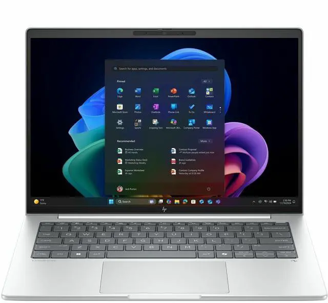 Alt view image 7 of 8 - HP EliteBook 8 G1i 14" Touchscreen Notebook - WUXGA - Intel Core Ultra 7 268V - vPro Technology - 32 GB - 512 GB SSD - English Keyboard - Glacier Silver Aluminum - Intel Chip - 1920 x 1200 - Wind